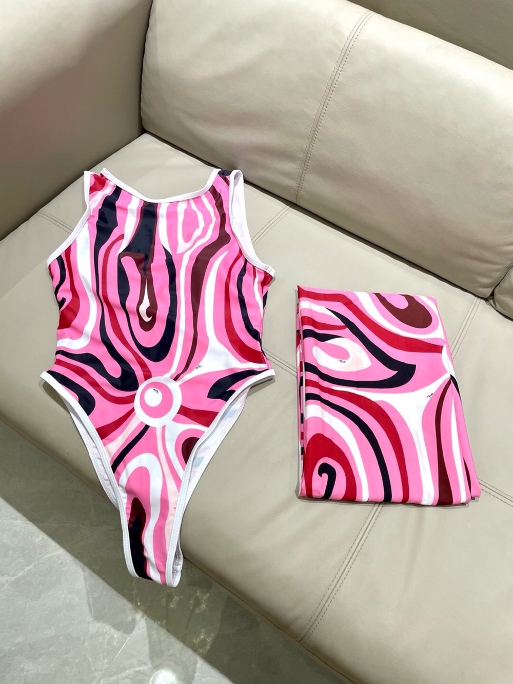 Emilio Pucci Pink Multicolor Swirl One-Piece Bikini Set - Picture 6 of 9